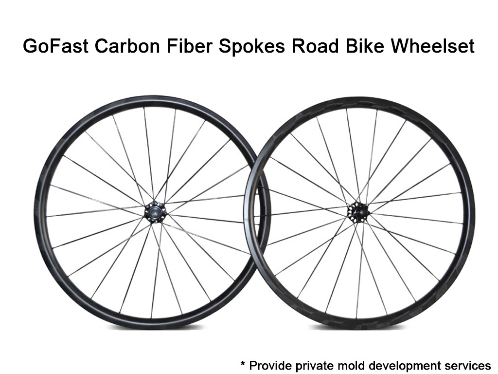 GoFast Carbon Fiber Spokes Road Bike Wheelset 700c